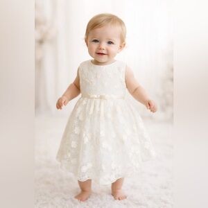 Flower Girl’s Lace Overlay Dress, Ivory, size 18 months Flower Girl